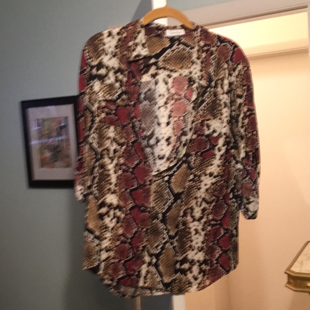 Patterned Dark Red Blouse - image 1
